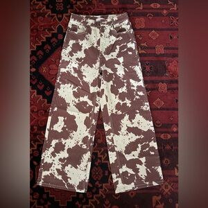 BDG Cow-Print Wide Leg Jeans in Brown and White